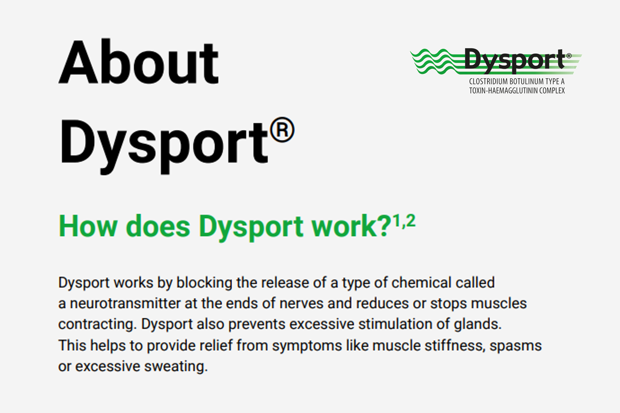 About Dysport<sup>®</sup> – Patient Information